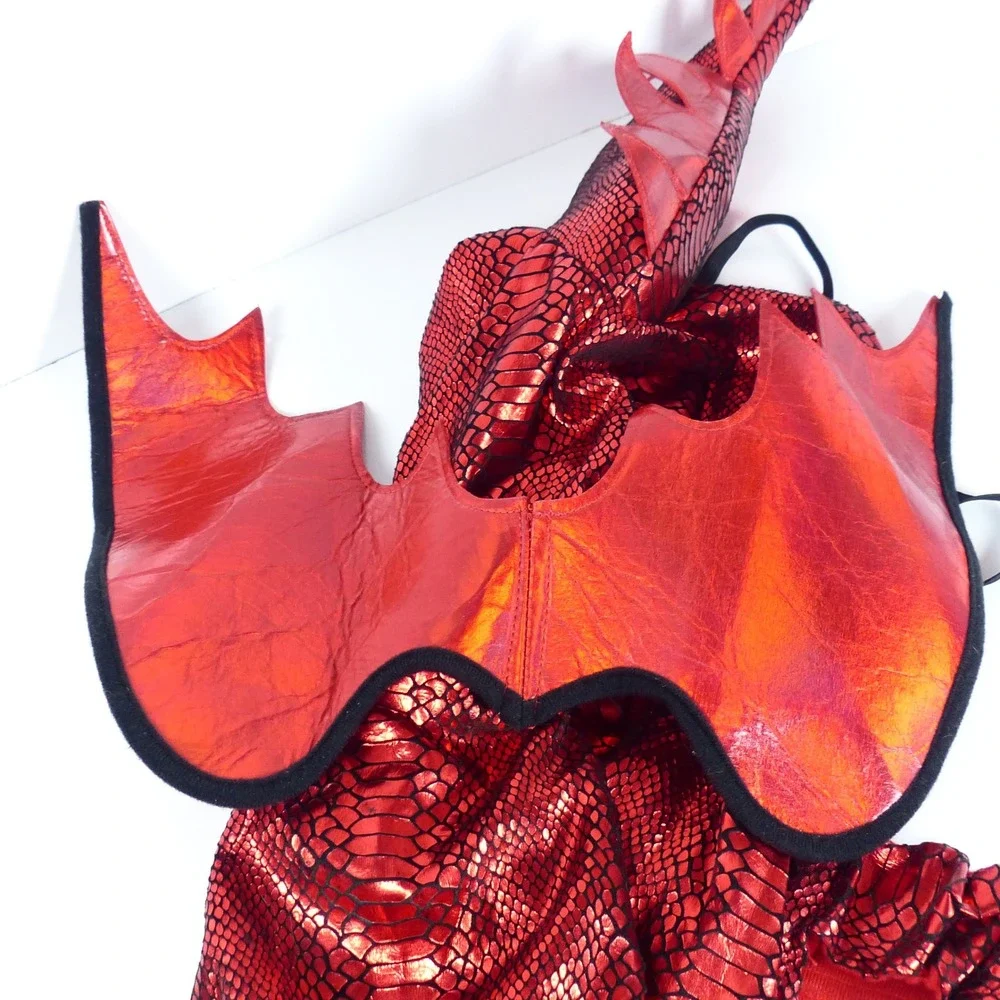Thrills & Chills Red Dragon Pet Dog Costume Metallic Foil Scales XL Halloween